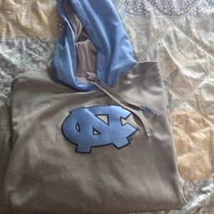 Nike Therma Fit ,Gray And Blue North Carolina Hoodie with Light Blue Logo,